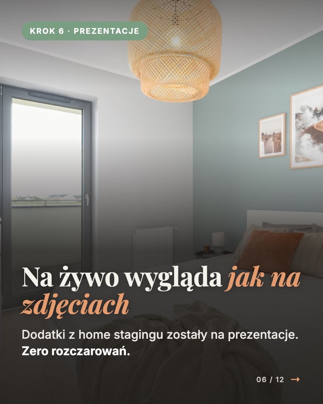 Sprzedaż mieszkania w Skórzewie - Krok 6 · Prezentacje: Na żywo wygląda jak na zdjęciach Dodatki z home stagingu zostały na prezentacje. Zero rozczarowań.